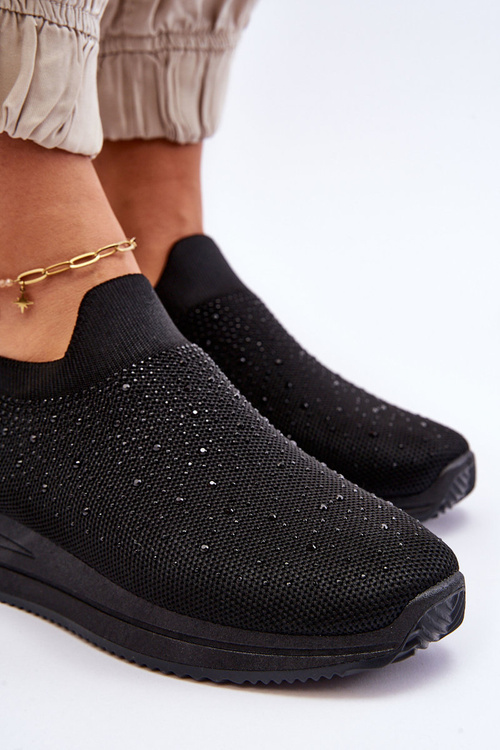 Dámské nazouvací tenisky s kamínky černé Gianni