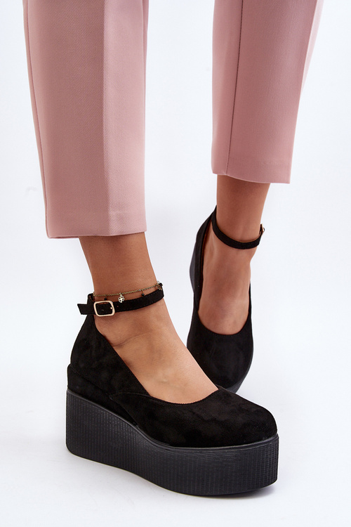 Dámske čierne espadrily na klinu Malla