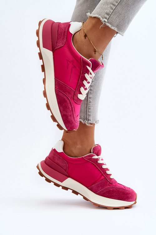 Dámské kožené tenisky Big Star NN274961 Fuksie