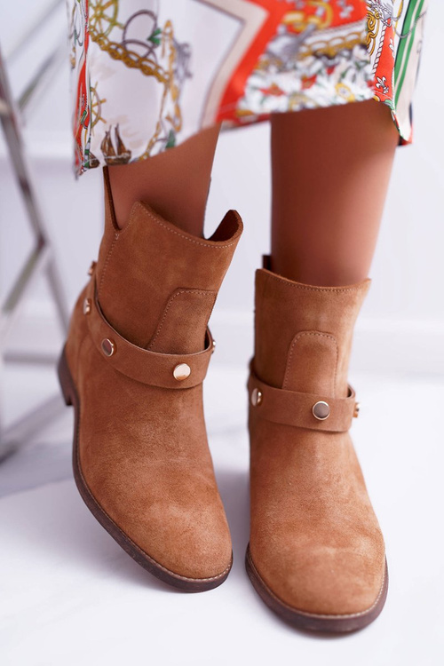 Dámské Kotníkové Boty Laura Messi 1890 Kožené Camel Darmah