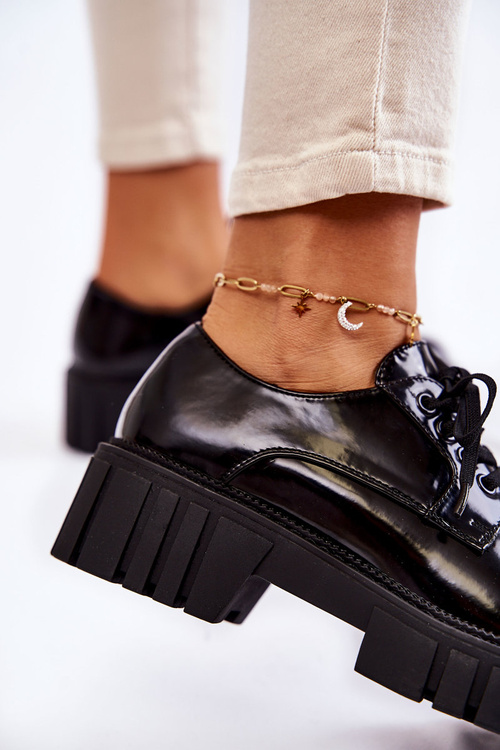 Módne lakované topánky la.fi 210013b-nl čierna