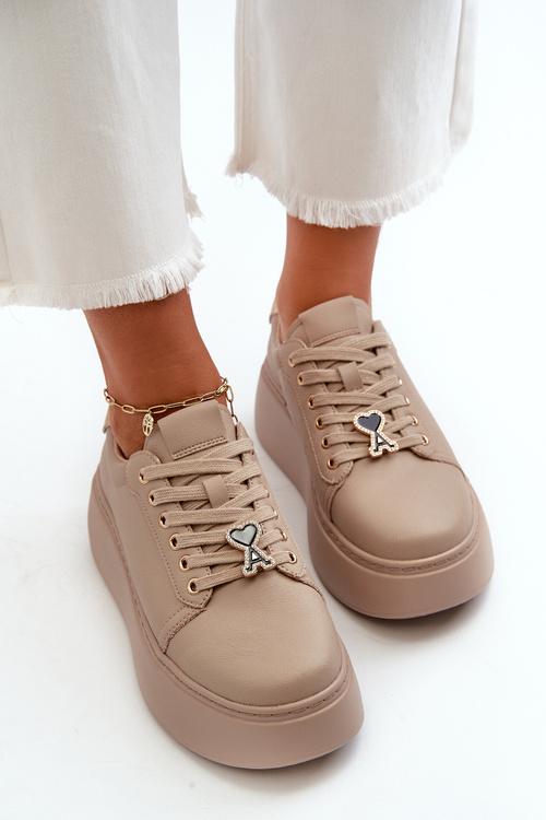 Dámské kožené tenisky na platformě béžové Vinceza 66700