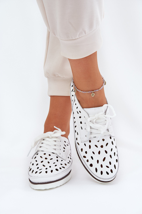 Dámské Kožené Polobotky S.Barski LR51-610 Bílé