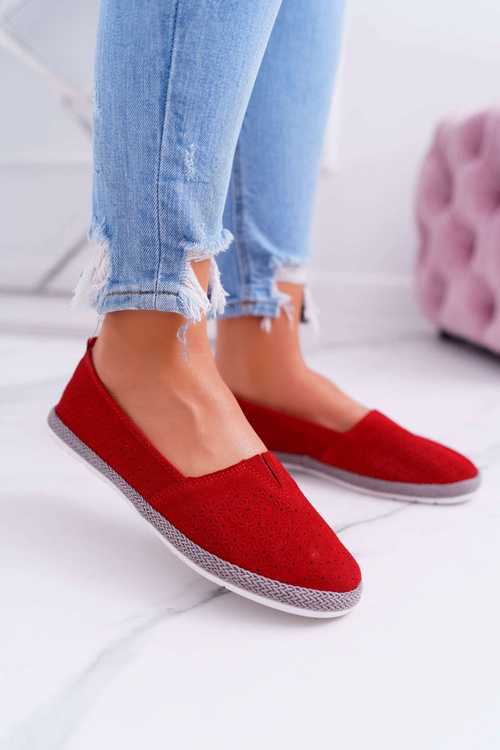 Dámské Espadrilky Semišová Kůže Červené Bimbo