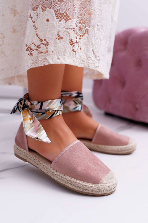 Dámske espadrilly zviazané s ružovou míľou