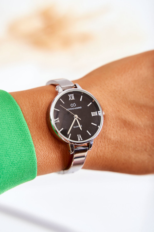 Náramkové hodinky Giorgio & Dario s černým ciferníkem stříbrne