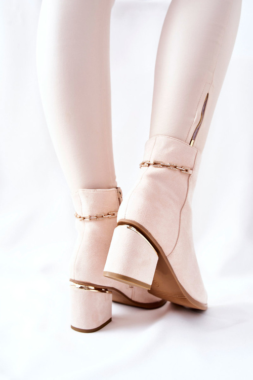 Dámské Semišové Boty Na Podpatku Béžové One Step