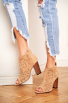 Ženské topánky na semišovom stĺpe Openwork Beige Papillon