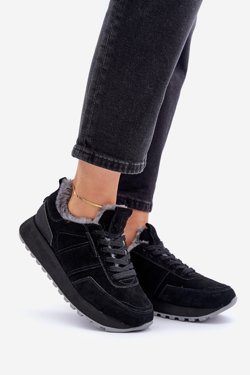 Dámské Tenisky S Kožíškem A Lesklým Prvkem Big Star OO274580 Černé