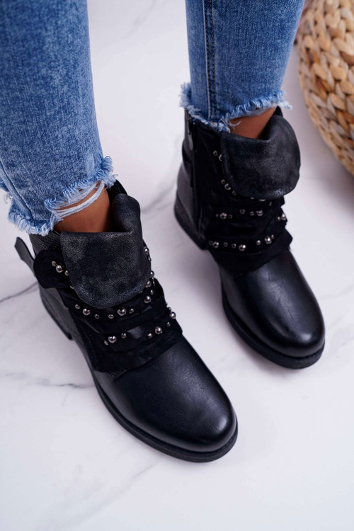 Dámska plochá päta, teplá čierna derra