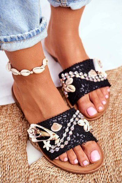 Dámské Nazouváky s Mušlemi Černé Spain