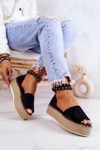 Espadrilky Sandály Na Platformě Černé Jeannie