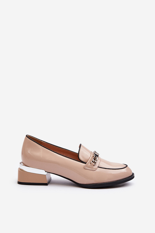 Dámske lakové topánky na nízkom opätku krémovej farby Albreide