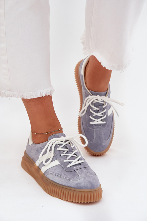 Semišové dámské sneakersy na platformě modré Marisae