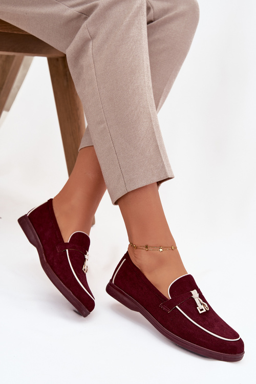 Mokasíny Loafers Ženy Z Eko Semišu Bordeaux Darwen