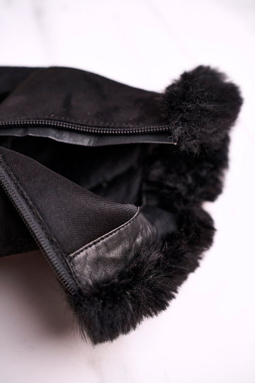 Black Sophie Suede topánky na mieste so semišovou kožušinou