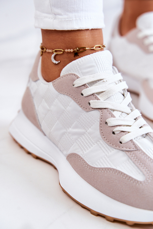 Klasická sportovní obuv vázaná bílá a béžová Patrice