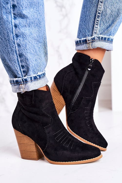 Dámské Kovbojské Teplé Boty Na Podpatku černé Margaret