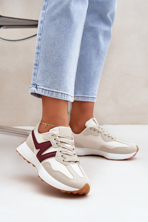 Dámske Športové Topánky Sneakers Béžovo-Červené Britma