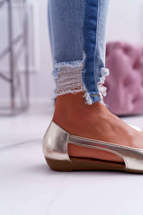 Dámské Baleríny Peep Toe zlaté Ereli