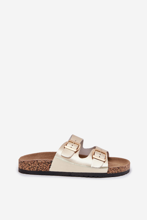 Dámske sandále S Prackami Z Eko Kože Zlaté Iskira