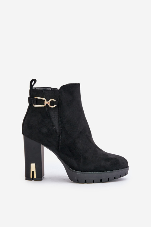 Zateplené dámské boty na vysokém podpatku černé Terisanna