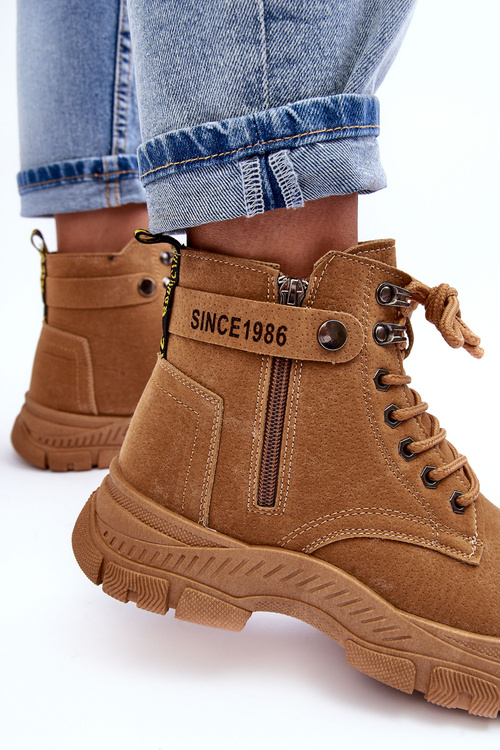 Ocieplené semišové dámské botky Trapery Camel Jailina