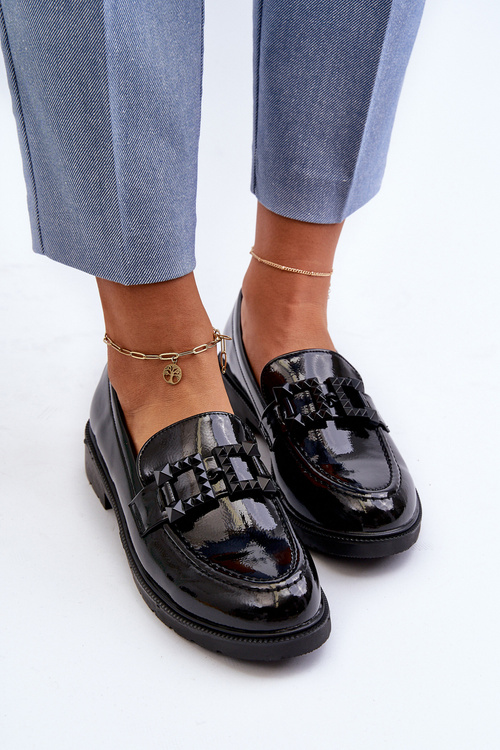 Lakované dámské mokasíny s ozdobou S.Barski HY371A