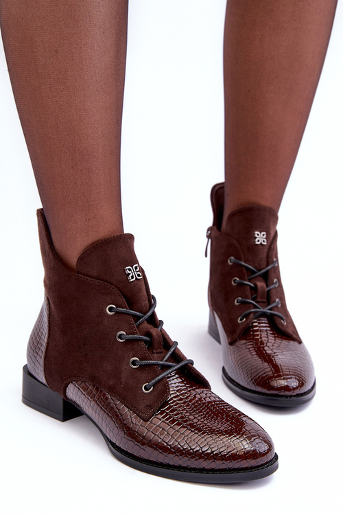 Kůže Polobotky Na Plochém Podpatku Zvířecí Vzor Hnědé Tianeta