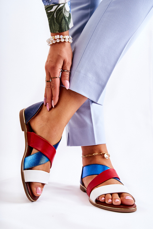 Kožené sandále s zvlnenou modrou apulia