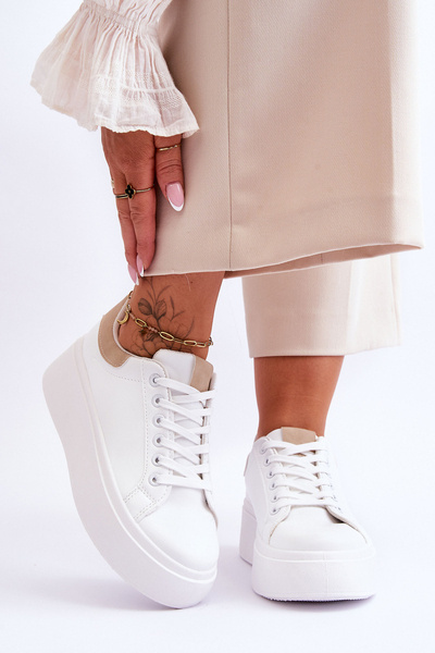 Sportovní Boty Na Masivní Platformě Bílé A Béžové Boneti