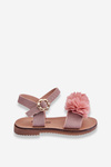 Módní dětské sandály s květy Růžový Poly