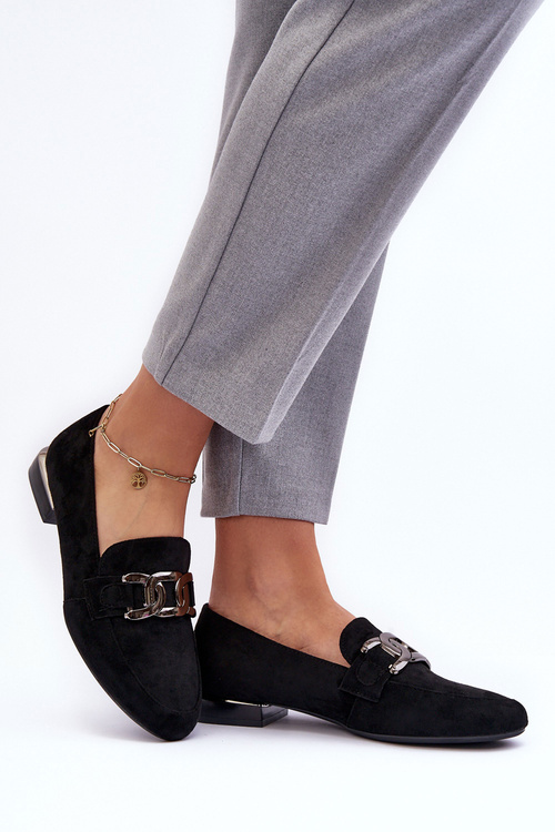 Dámske mokasíny s dekoráciou čierna Camilena