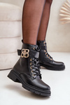 Zateplené Dámske Čižmy So Zlatou Dekoráciou Čierne Nealithra
