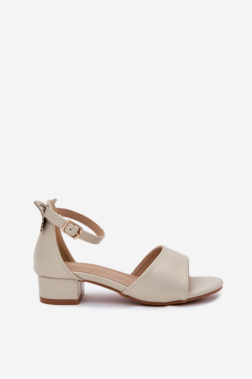 Lesklé dívčí sandály na nízkém podpatku zlaté Ainare