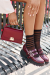 Dámske Lakované Burgundské Poltopánky S Pásmi Terione