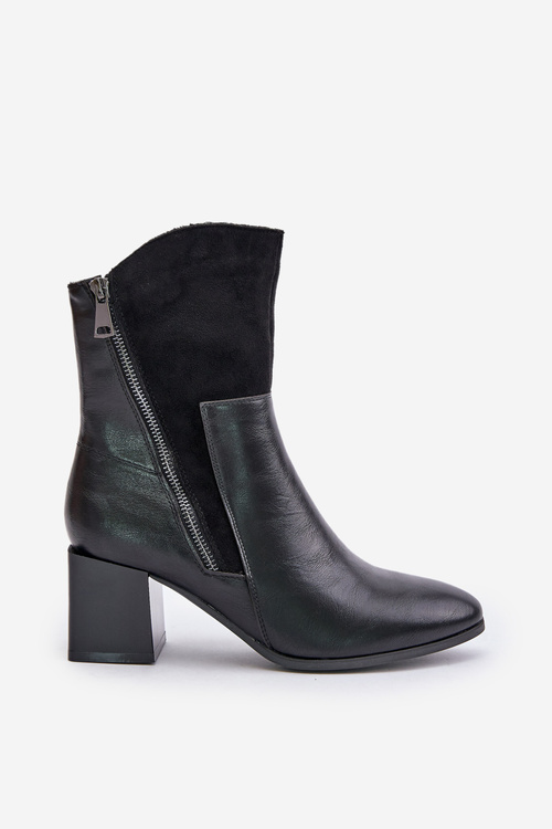 Zateplené dámské boty na podpatku černé Relabina