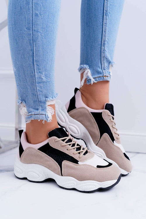 Dámske športové semišové topánky Beige Lollipop