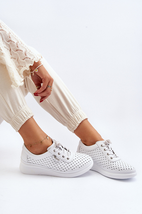 Dámske kožené športové tenisky biele Brumia