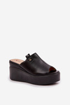 Sandále Na Platforme A Klíne Eko Koža Čierne Eridoria