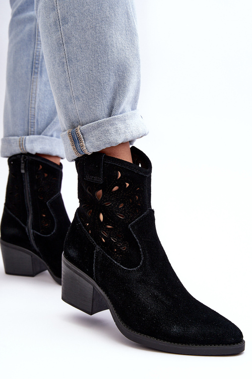 Kožené Křoví Boty S Průhledným Designem D&A SN622-20 Černá