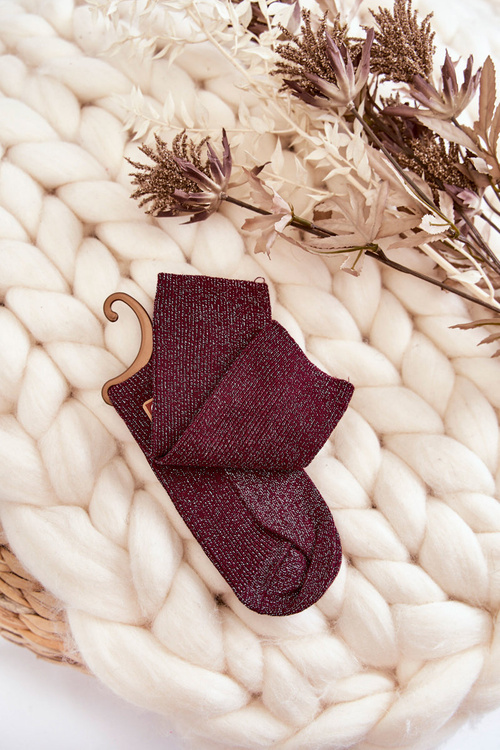 Dámské antibakteriální ponožky s lesklou nití Maroon