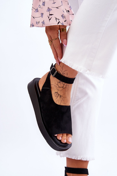 Pohodlné dámske sandále na platforme Black Rub