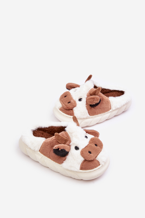Dětské Kožené Pantofle S Kravským Motivem Hnědé Tamorrin
