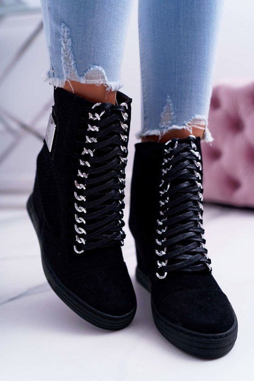 Dámská Obuv Sneakers Lu Boo Semišové Perforované černé Clamma