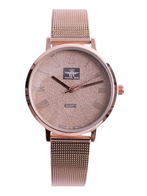 Dámske hodinky Michael John Elis Pink Gold / Golden Shield