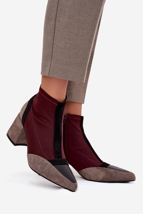 Dámske čižmy na hrubom podpätku na zips Bordeaux Delvane