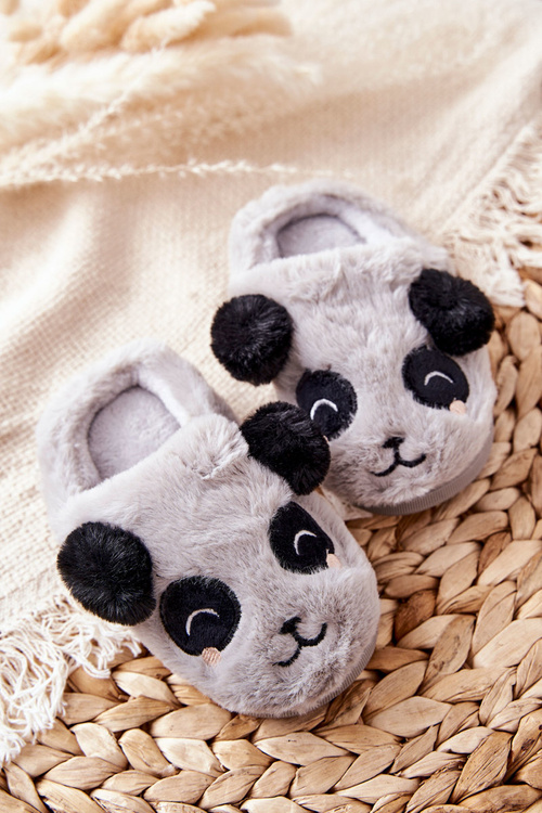 Dětské Pantofle Se Zvířátkem Šedé Pandi