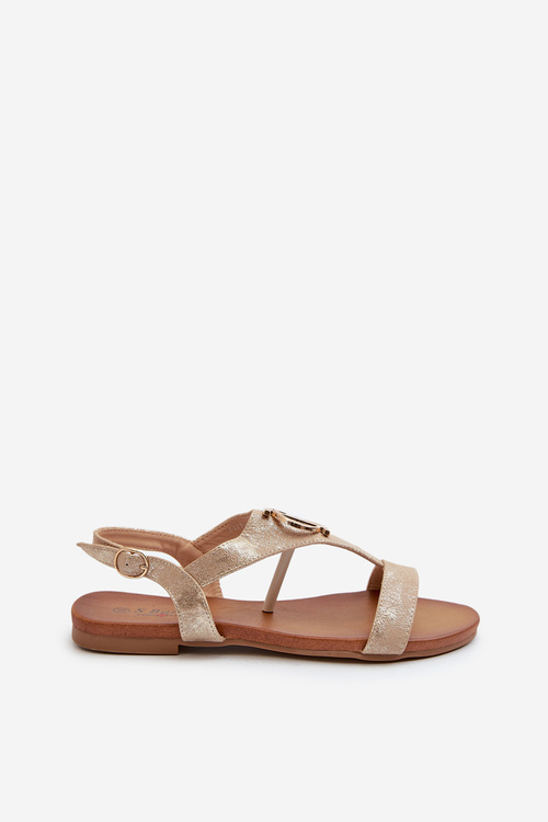 Dámské ploché sandály s ozdobou S.Barski KV27-051 Zlaté