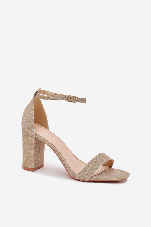Lesklé Dámske Sandále Na Podpätku Zlaté Kavina
